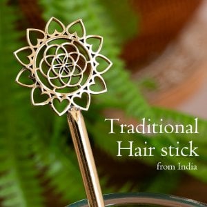 フラワーオブライフとマンダラ　ゴールデンかんざし(ID-KNZS-166)