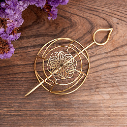 インド伝統模様　ゴールドのお団子ヘアアクセ　かんざし付き - サブ2