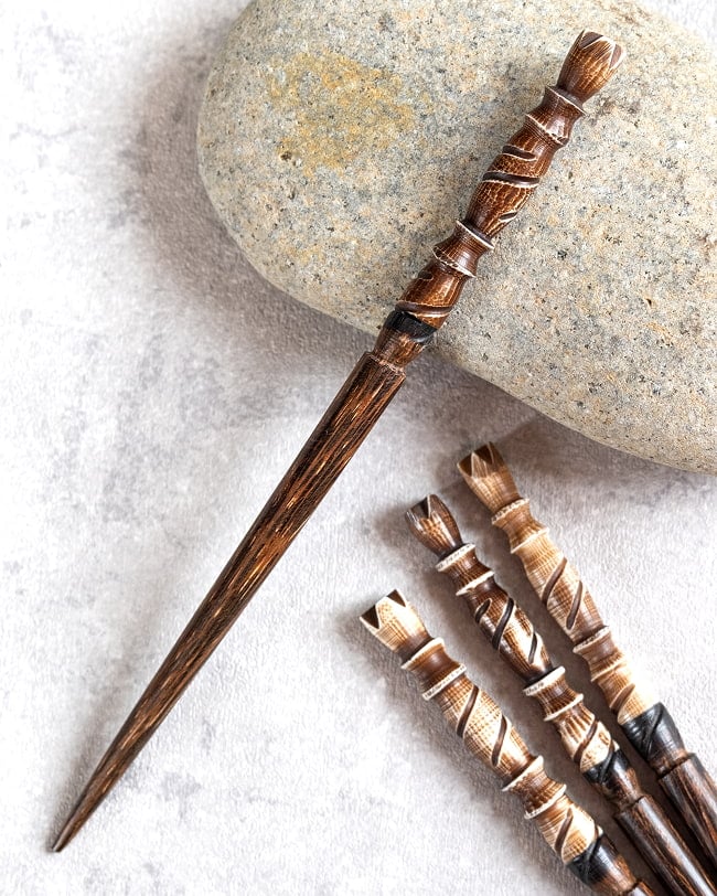 水牛の角と美しい木目のかんざし　の写真かんざし,エスニック かんざし,ヘアピン,簪,水牛,キャトルホーン