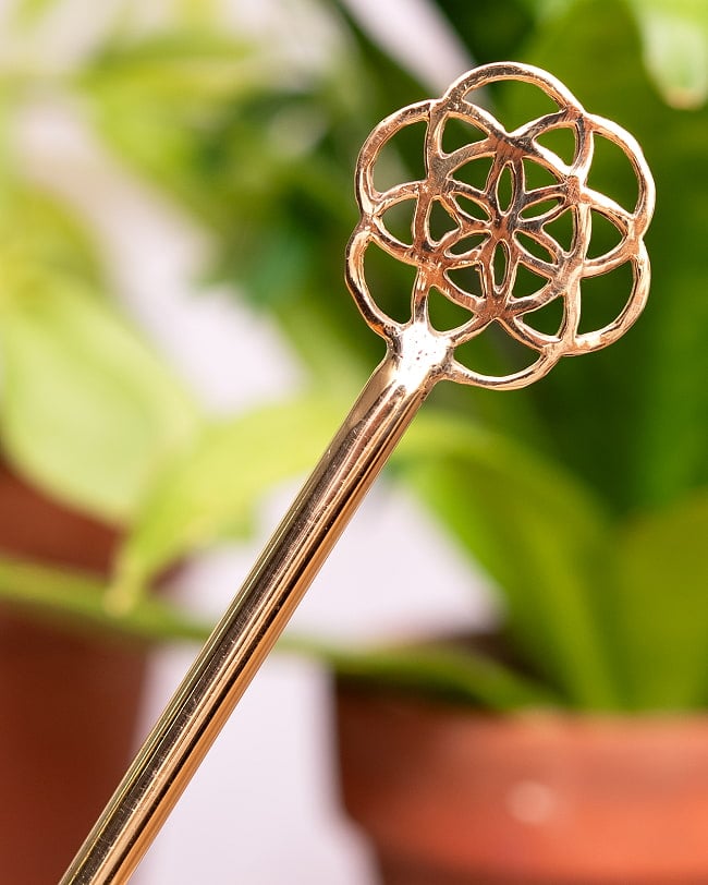 ゴールデンかんざし　マンダラの写真かんざし,エスニック,髪飾り,金色,銀色,シルバー,ゴールド,アクセサリー,アジア,インド