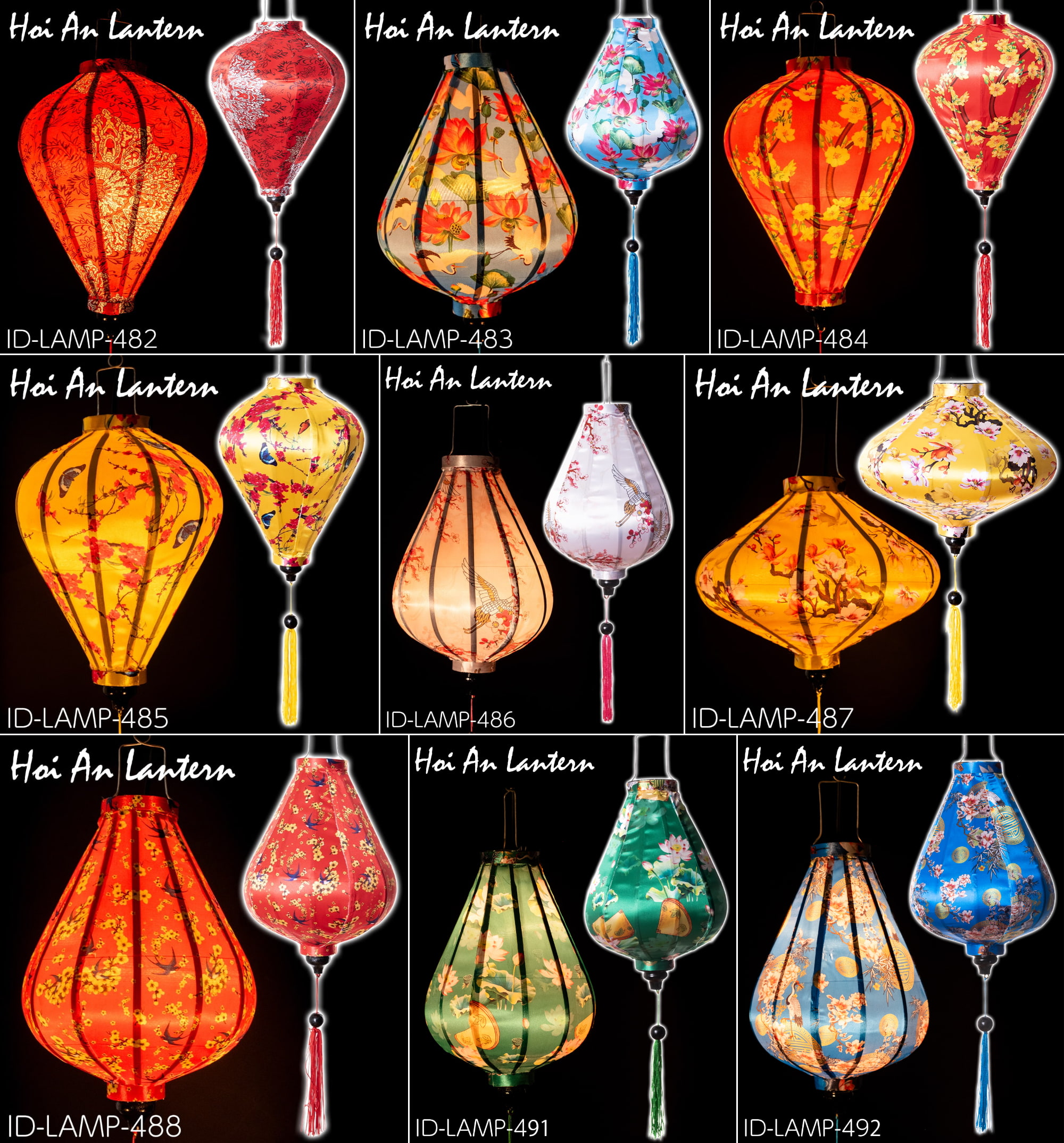 【自由に選べる3個セット】華やかな柄入り　ベトナム伝統のホイアン・ランタン〔提灯〕2枚目の下部説明写真です