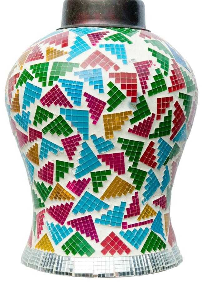 吊り下げモザイクランプ - 壺形 (直径:約13cm) 5 - 近づいて見てみました。