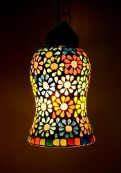 吊り下げモザイクランプ - 壺形 (直径:約12cm)の商品写真