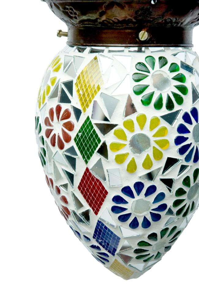 吊り下げモザイクランプ - しずく形 (直径:約12cm)の商品写真 5枚目 近づいて見てみました。