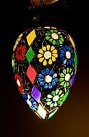 吊り下げモザイクランプ - しずく形 (直径:約12cm)の商品写真