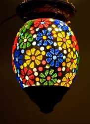 吊り下げモザイクランプ - しずく形 (直径:約13cm)の商品写真