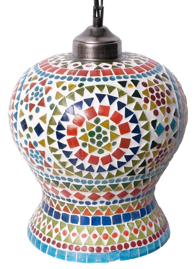 吊り下げモザイクランプ - 壺型(直径:約22cm)の商品写真 8枚目 全体写真です