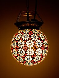 吊り下げモザイクランプ - 丸型(直径:約15cm)の商品写真
