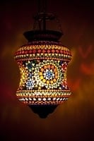 吊り下げモザイクランプ - (直径:約20.5cm)の商品写真