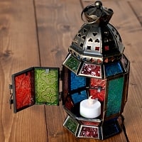 【23cm】スタンド型LEDキャンドルランタン【ロウソク風LEDキャンドル付き】の商品写真