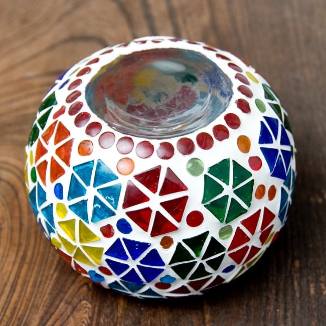 ホワイトモザイクキャンドルホルダー - 朝顔 7 - 裏面の写真です