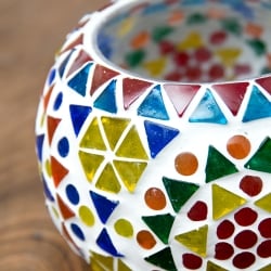 ホワイトモザイクキャンドルホルダー - マンダラ - サブ5