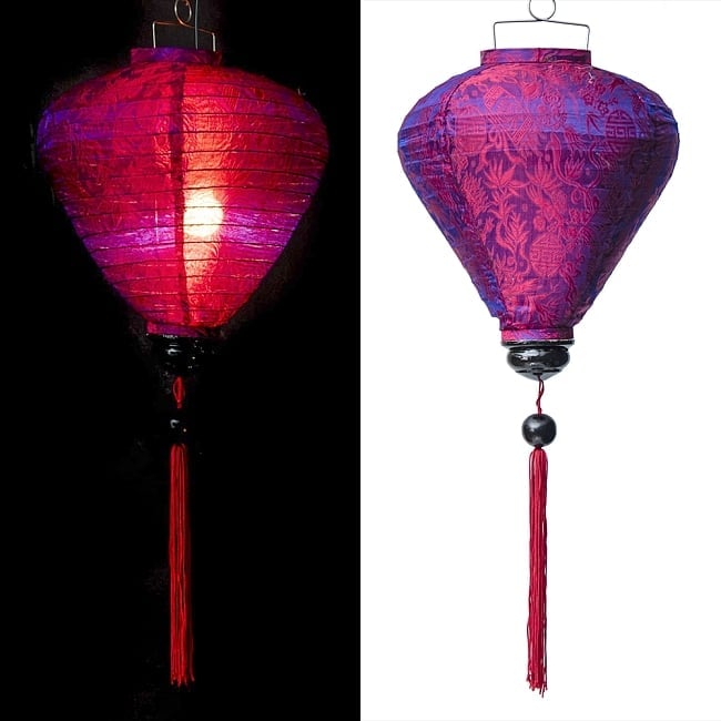 ベトナム伝統のホイアン・ランタン(提灯)　-お椀型　大 15 - 選択D：赤紫