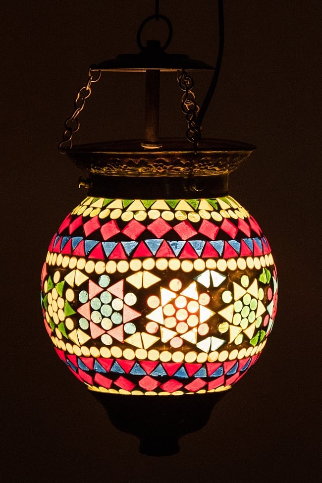 吊り下げモザイクランプ 直径15cm程度の写真1枚目です。幻想的な灯りを楽しめるランプです。ランプ,アラビア風ランプ,モザイクランプ,インテリア