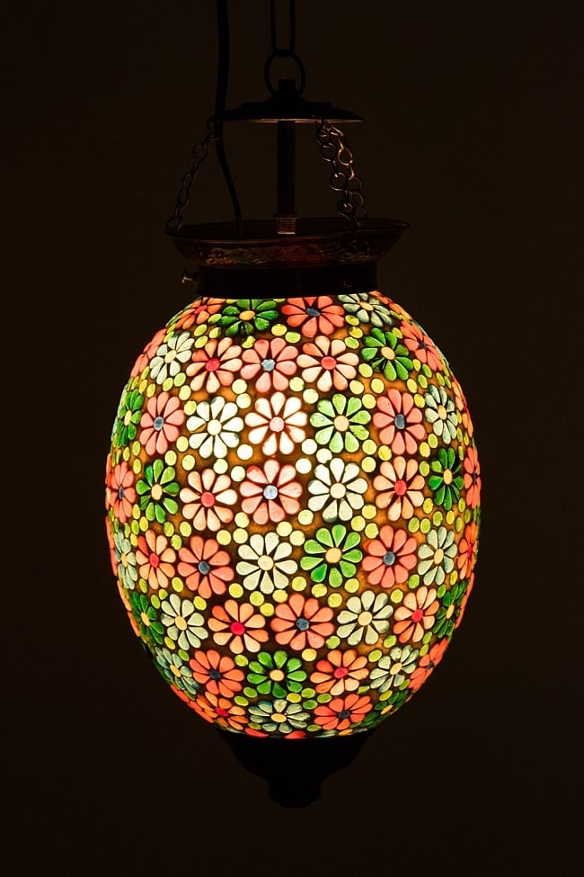 吊り下げモザイクランプ 直径18cm程度の写真1枚目です。幻想的な灯りを楽しめるランプです。ランプ,アラビア風ランプ,モザイクランプ,インテリア