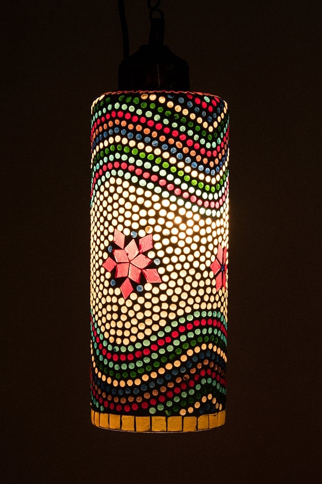 吊り下げモザイクランプ 直径10cm程度の写真1枚目です。幻想的な灯りを楽しめるランプです。ランプ,アラビア風ランプ,モザイクランプ,インテリア