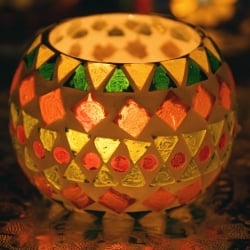 ホワイトモザイクキャンドルホルダー - ジオメトリック - サブ2