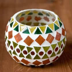 ホワイトモザイクキャンドルホルダー - ジオメトリック - サブ4