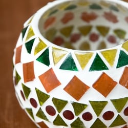 ホワイトモザイクキャンドルホルダー - ジオメトリック - サブ5