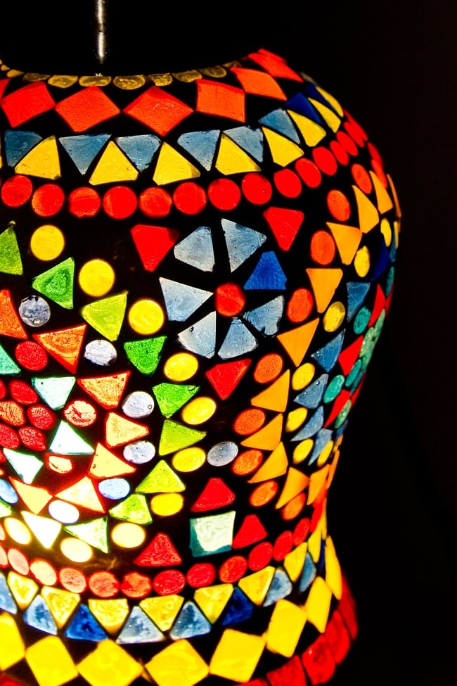 吊り下げモザイクランプ【直径：約13cm】 2 - 違う角度を拡大してみました。