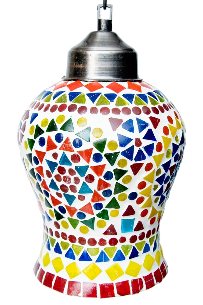 吊り下げモザイクランプ【直径：約13cm】 5 - 正面のアップ写真です。