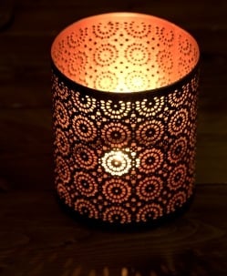 幾何学模様の透かし彫りが美しいマンダラランプ[高さ:15cm No.185142] - サブ3