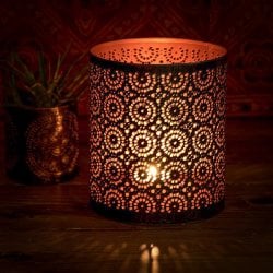 幾何学模様の透かし彫りが美しいマンダラランプ[高さ:15cm No.185142](ID-LAMP-265)