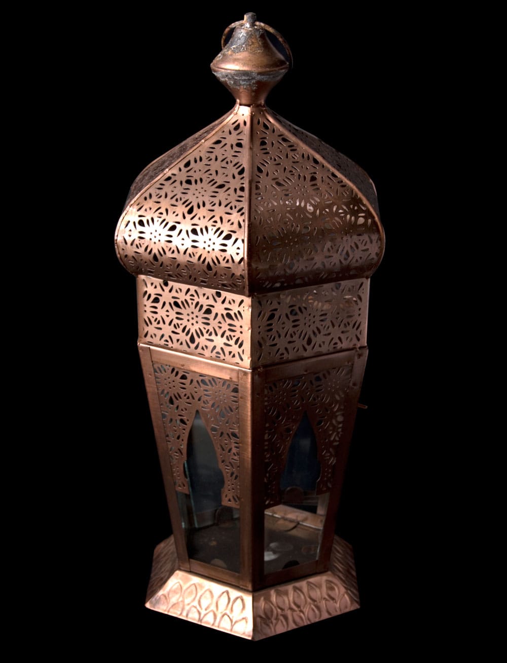 [インド品質]【42cm】モロッコスタイル　スタンド型LEDキャンドルランタン【ロウソク風LEDキャンドル付き】