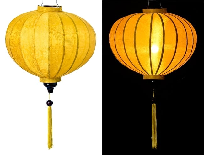 ベトナム伝統のホイアン・ランタン(提灯) - 丸型（大） 11 - 選択1：黄