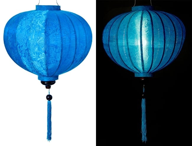 ベトナム伝統のホイアン・ランタン(提灯) - 丸型（大） 13 - 選択3：青