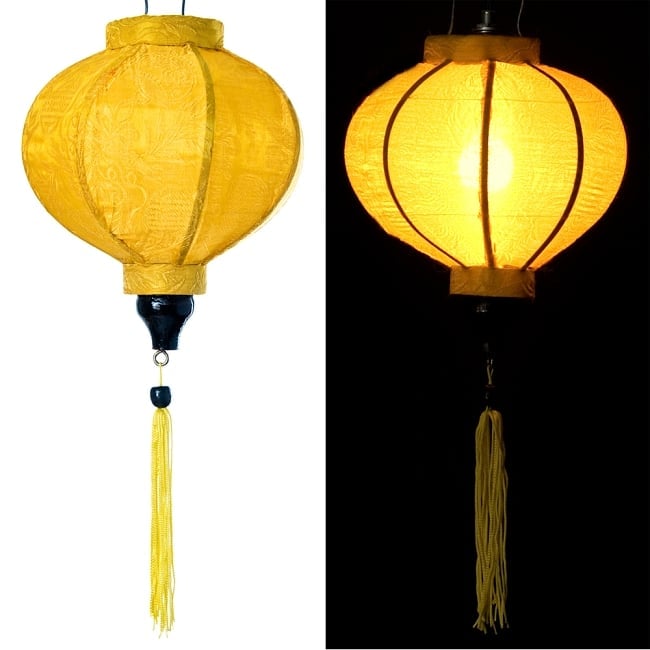 ベトナム伝統のホイアン・ランタン(提灯) - 丸型（小） 11 - 選択1：黄