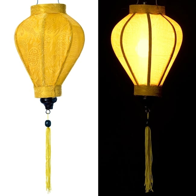 ベトナム伝統のホイアン・ランタン(提灯) - ほおずき型（小） 11 - 選択1：黄