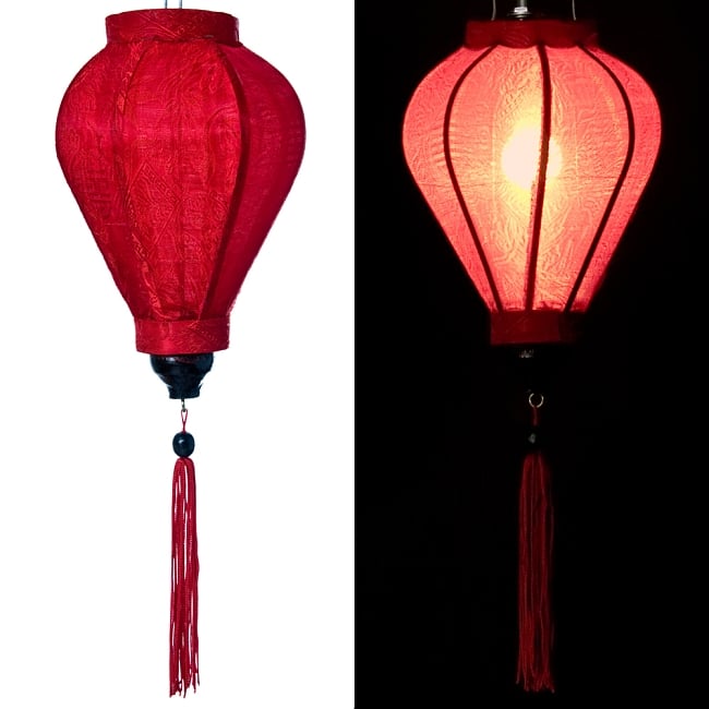 ベトナム伝統のホイアン・ランタン(提灯) - ほおずき型（小） 12 - 選択2：赤