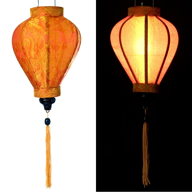 ベトナム伝統のホイアン・ランタン(提灯) - ほおずき型（小） 15 - 選択5：橙