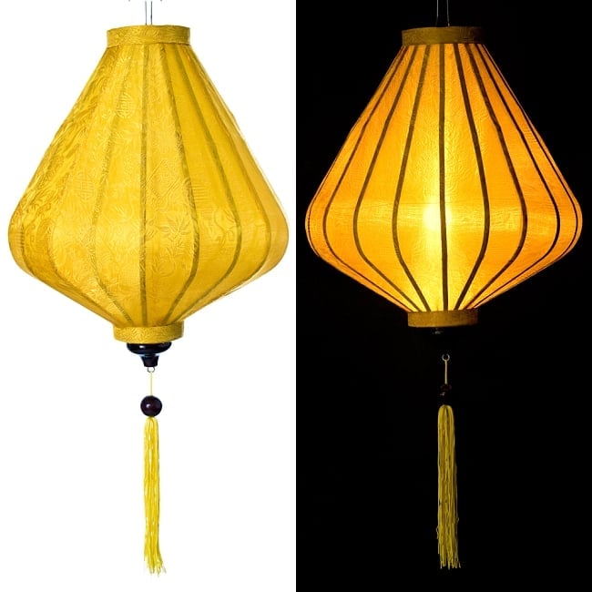 ベトナム伝統のホイアン・ランタン(提灯) - ダイヤ型（大） 11 - 選択1：黄