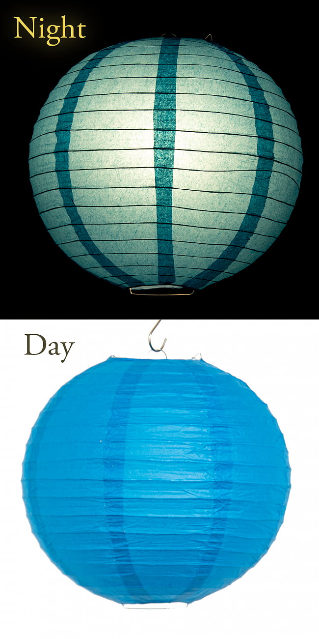 【24色展開】アジアのカラフル提灯・ランタン - 丸型 直径30cm 11 - 10：ブルー
