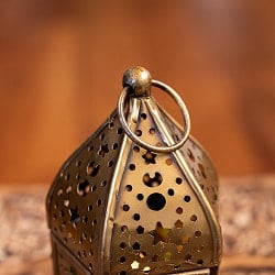 モロッコスタイルの透かし彫りLEDキャンドルランタン【ロウソク風LEDキャンドル付き】 - 〔グリーン〕約11.7cm×約6.1cm - サブ5