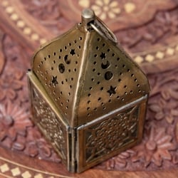 モロッコスタイルの透かし彫りLEDキャンドルランタン〔ロウソク風LEDキャンドル付き〕 - 約10.5×5.5cm - サブ4