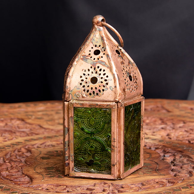 モロッコスタイルの透かし彫りLEDキャンドルランタン〔ロウソク風LEDキャンドル付き〕 -  約11×6cm 11 - デザイン3