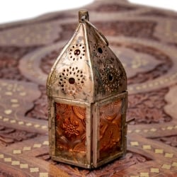 モロッコスタイルの透かし彫りLEDキャンドルランタン〔ロウソク風LEDキャンドル付き〕 -  約11×6cm - サブ3