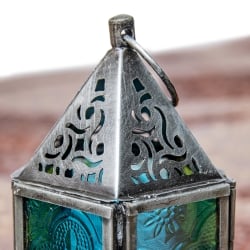 モロッコスタイルの透かし彫りLEDキャンドルランタン【ロウソク風LEDキャンドル付き】 約10.5×6cm - サブ5