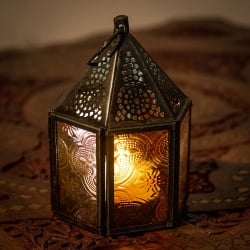 【5個セット】モロッコスタイルの透かし彫りLEDキャンドルランタン【ロウソク風LEDキャンドル付き】 - 【レッド】約11×8cmの写真