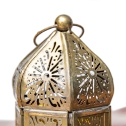 モロッコスタイルの透かし彫りLEDキャンドルランタン【ロウソク風LEDキャンドル付き】 - 【イエローグリーン】約12.5×6.5cm - サブ5