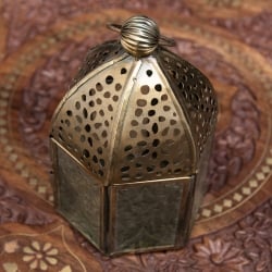 モロッコスタイルの透かし彫りLEDキャンドルランタン〔ロウソク風LEDキャンドル付き〕 - 〔ホワイト〕約13.5×8cm - サブ4