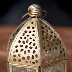 モロッコスタイルの透かし彫りLEDキャンドルランタン〔ロウソク風LEDキャンドル付き〕 - 〔ホワイト〕約13.5×8cm - サブ5