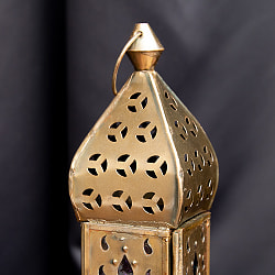 モロッコスタイルの透かし彫りLEDキャンドルランタン〔ロウソク風LEDキャンドル付き〕 - 〔ブルー＆パープル〕約25.5×7cm - サブ5