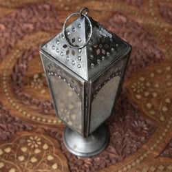 モロッコスタイルの透かし彫りLEDキャンドルランタン〔ロウソク風LEDキャンドル付き〕 - 〔ホワイト〕約24×8cm - サブ4