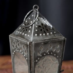 モロッコスタイルの透かし彫りLEDキャンドルランタン〔ロウソク風LEDキャンドル付き〕 - 〔ホワイト〕約24×8cm - サブ5