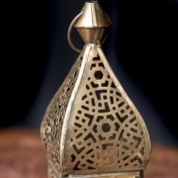 モロッコスタイルの透かし彫りLEDキャンドルランタン〔ロウソク風LEDキャンドル付き〕 - 〔レッド〕約22.5×8cm - サブ5