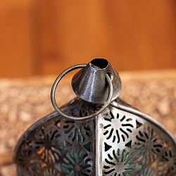 モロッコスタイルの透かし彫りLEDキャンドルランタン【ロウソク風LEDキャンドル付き】 - 〔ブルー〕約14cm×約6.5cm - サブ5